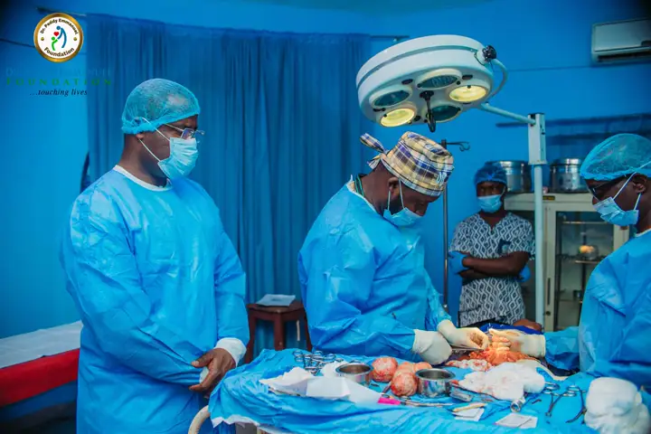 Surgical team at work in an operating theatre